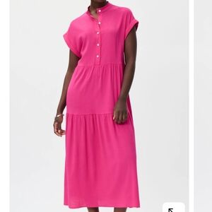 Joseph Ribkoff Solid Black S22 Boho Chic Tier Cap Sleeve Dress